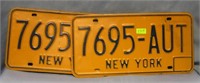 Pair of vintage NY license plates