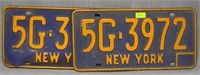 Pair of vintage NY license plates