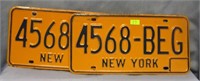 Pair of vintage NY license plates