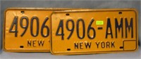 Pair of vintage NY license plates