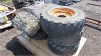 Pallet Of Misc Skidsteer Tires & Load Tarp