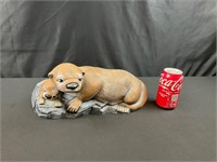 Signed Ceramic Sculpture of Otters