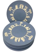 8 Wedgwood Blue Jasperware Blue/White Plates