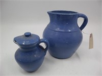 UHL Blue Stoneware Pitcher / Creamer