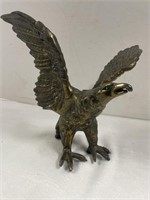 Heavy bronze brass eagle with green eyes. Cracked