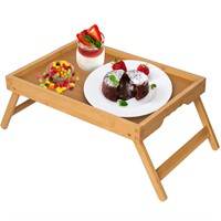 Artmeer Bed Tray Table with Folding Legs,Bamboo Br