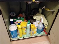 lot of cleaners, sprays, etc