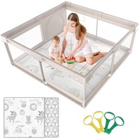 Baby Playpen, Playpen for Babies with Mat (59x59x2