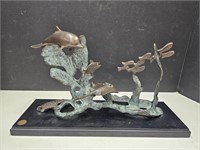 Spi Bronze Sea Sculpture Stingray Dolphin, Turtle
