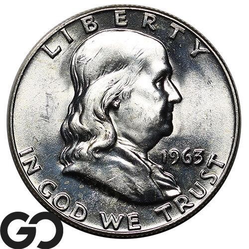 1963-D Franklin Half Dollar, Blast White Gem BU++