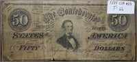 1864 Confederate Jefferson Davis $50