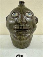 Nathaniel Hewell Face Jug Gillsville, Ga. 11.5" H