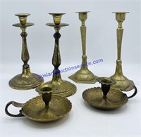 Lot of Brass Candlesticks