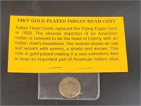 24K Gold Plated Indian Head Cent