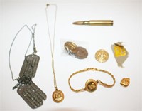 U S Military Pins, Necklaces, Bracelet, Dog Tags
