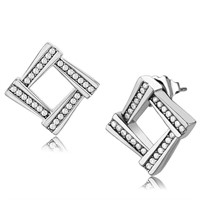 Unique .56ct White Sapphire Square Design Earrings