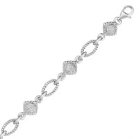 Round .25ct Diamond Sterling Silver Link Bracelet