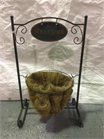 Metal Welcome Sign Plant Stand