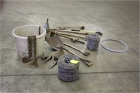 (2) Rolls Of Barb Wire,Assorted Fencing Supplies,