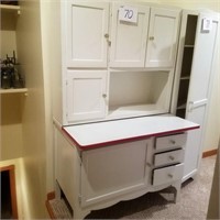 Red and White "Hoosier Style" Kitchen Cabinet