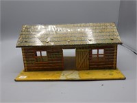 vintage Marx tin toy log cabin