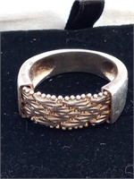 Milor Sterling W/ Weaved Detail Men's Ring Size 9