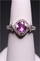 Pink sapphire dinner ring, lab created