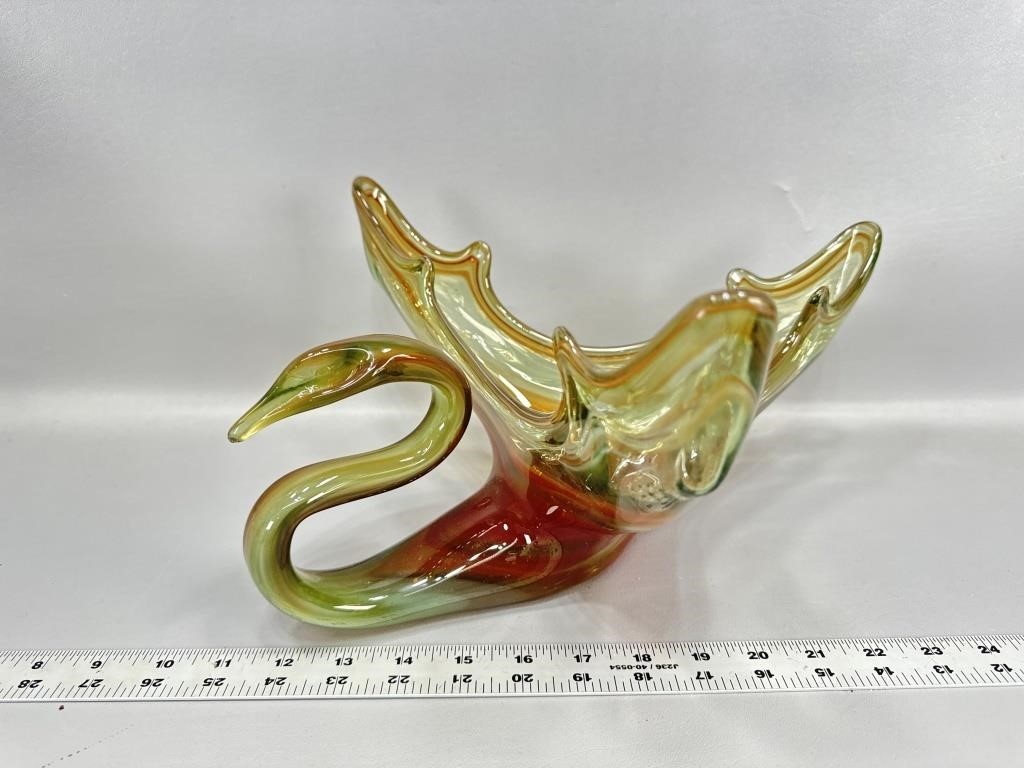 Large vintage blown glass swan