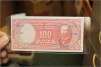 Uncirculated 1961 100 Cien Pesos Banknote