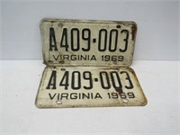 1969 VA License Plates Pairs