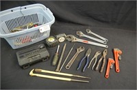 Various Tools Crescent Wrenches, Sockets, tapes