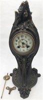 French Art Nouveau Clock, 16" Tall.