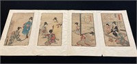 4 Antique Japanese Woodblock Prints