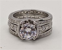 Sterling Silver, CZ, Engagement Ring & Jacket