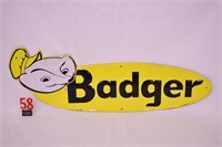 "Badger" sign die cut embossed 27" x 10"