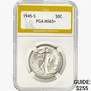 1945-S Walking Liberty Half Dollar PGA MS65+