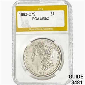 1882-O/S Morgan Silver Dollar PGA MS62