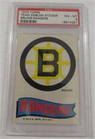 1973 Topps Boston Bruins Rangers Sticker PSA 8