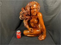 Nude Woman Wood Carved Sculpture