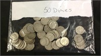Lot of 50 silver dimes