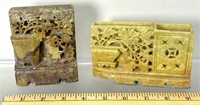 (2) Antique Carved Soap Stone See Photos for