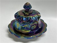 Mosser Carnival Glass Butter Dish With Dome Lid
