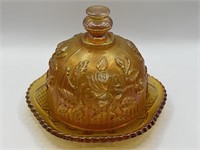 Imperial Carnival Glass Marigold Covered Butter