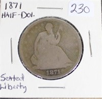 1871 SEATED LIBERTY SILVER HALF DOL. 50C