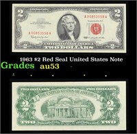 1963 $2 Red Seal United States Note Grades Select