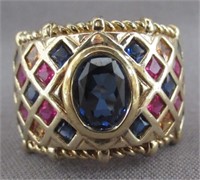 Iolite Sterling Silver Ring with 24KT Gold