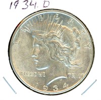 1934-D Peace Silver Dollar