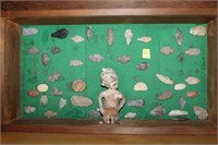 DISPLAY WITH 40 POINTS & MAYAN STYLE FIGURINE