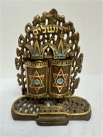 1950’s Judaic Solid Brass & Enamel 10 Commandments