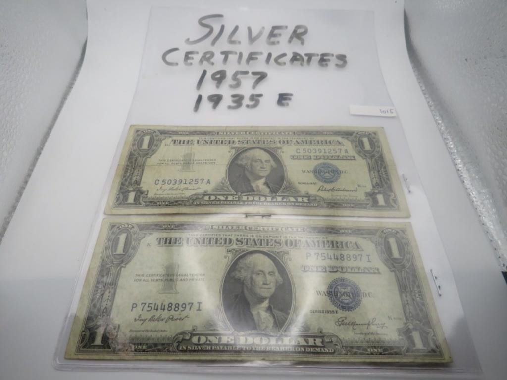 2 Silver Certificates 1935E, 1957